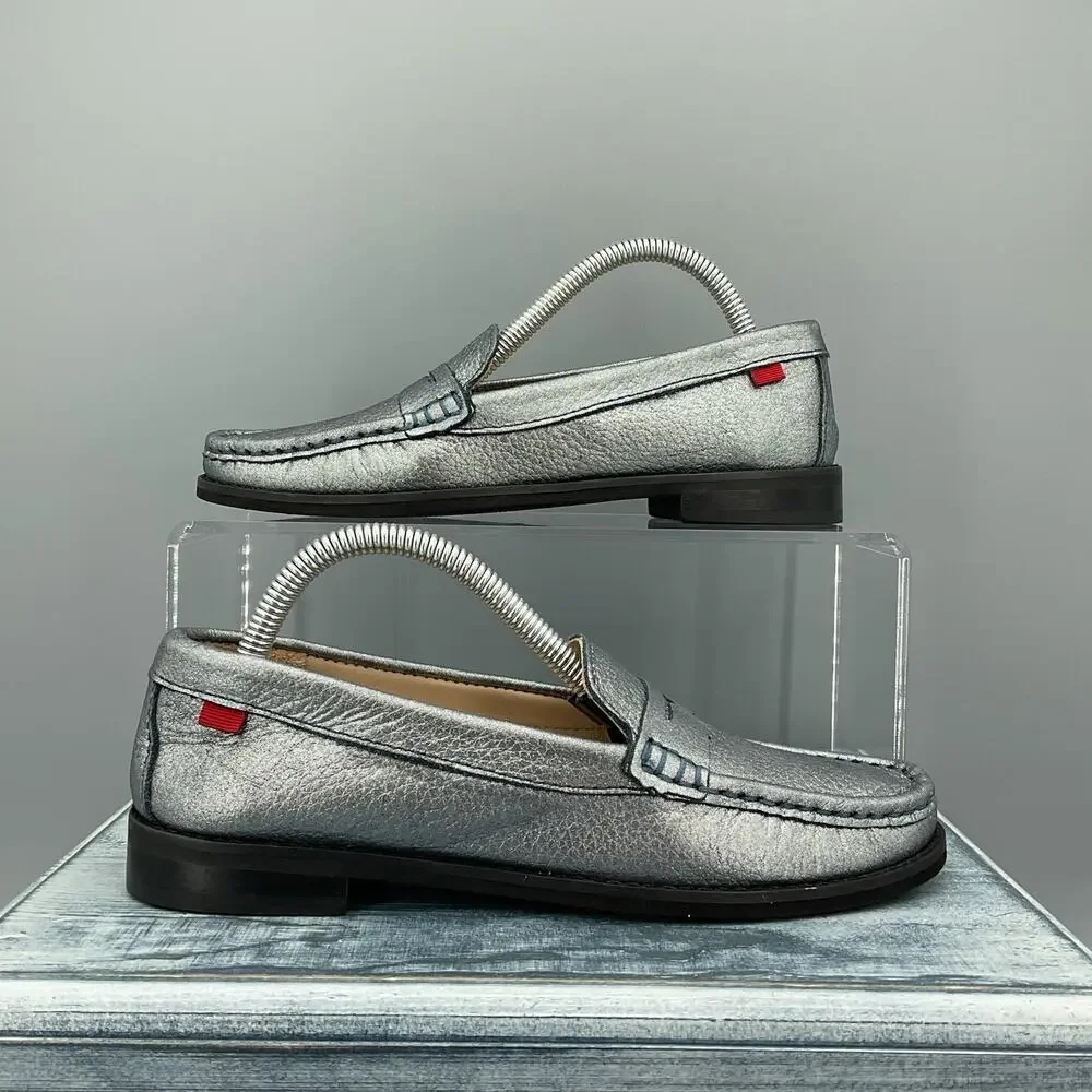 NEW Marc Joseph New York Boy’s Leather East Village Loafers Silver Size 2